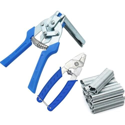 Farm Poultry Cage tongs Ring Plier Tool and 600pcs M Clips Staples Chicken Mesh Cage Wire Fencing Caged clamp combination