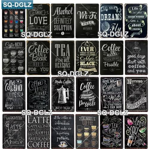 [SQ-DGLZ] Coffee Makes Everying Possible Metal Sign Coffee Break Wall Decor Coffee Menu Tin Sign Painting Plaques Art Poster