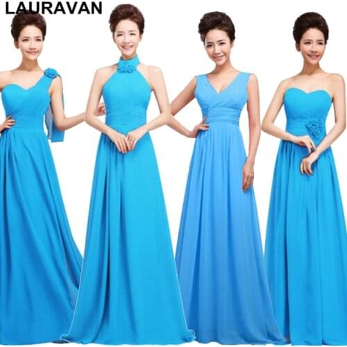Light blue elegant plus size bridesmaids a line women formal chiffon dress party night dresses long for party wedding occasions