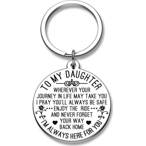 To My Son Daughter Keychain I PRAY YOU'LL ALWAYS BE SAFE Key Chain Charm Love Pendant Jewelry Keyring Gift From Dad Mom