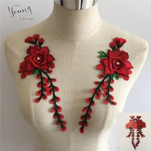 Embroidery chest applique fabric decoration ABS pearl rhinestone sewing DIY clothing craft supplies accessories 1 pair for sale