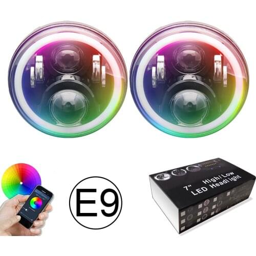 High Quality High Low Beam RGB Multi Color Changing Offroad 12V Auto Car 7 Inch Round Led Headlight