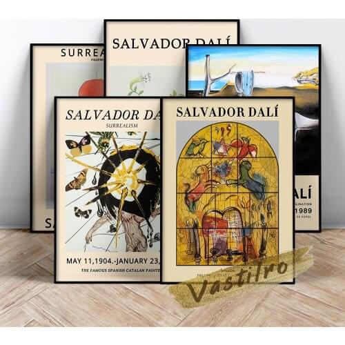 Salvador Dali Museum Exhibition Poster, The Persistence Of Memory Oil Painting, Dali The Temptation Of St. Anthony Wall Picture
