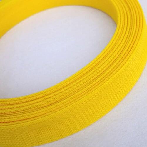 Yellow 16mm Cable Sleeves Encrypted Snakeskin Mesh Wire Protecting Nylon Tight PET Expandable Braided Sleeves