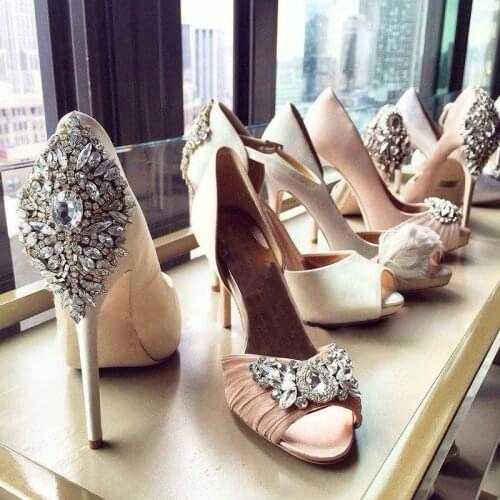 Ladies Bling Back Rhinestone Peep toe High Heels Woman Glitter Crystal Silk Wedding Pumps Women Stilettos Heels Bridal Shoes