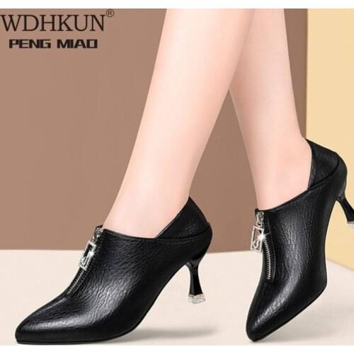 Spring Autumn High Heels Women New Fashion Rhinestone Shoes Woman Pumps Elegant Thin Heel Black Pointed Female Shoes Metal