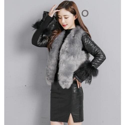 Autumn winter Lace sweater eiderdown cotton PU leather long sleeve women Turtleneck Mink Fur Sweaters pullovers sweaters NS76