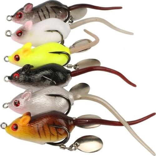 1Pcs/lot Topwater Soft Mouse Bait Fishing Lure 5.5cm 10.5g Floating 3D Eyes Crankbait Artificial Bait Fishing Tackle