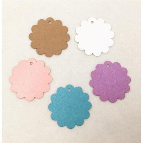 100Pcs Handmade Kraft Paper Lace Round Type Label Blank Card Gift For Wedding Decoration Tag Candy Birthday Party Tags 6*6cm