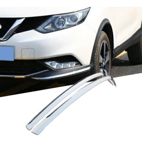 2 Pcs Front Corner Fog Light Bumper Guard Trim Protector Cover For Nissan Qashqai 2015 - 2019 ABS Chrome Anti-rub Hoods