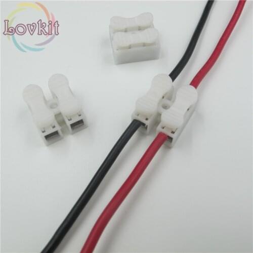 50pcs 2p Spring Connector wire with no welding no screws Quick Connectos cable clamp Terminal Block 2 Way Easy Fit for led strip