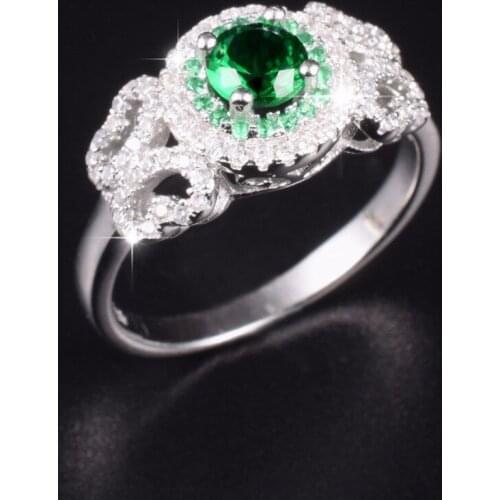 Promotion!!! Real Solid 100% 925 Sterling Silver Wedding Rings Jewelry for Women natural green gemstone Engagement Ring sz 5-10