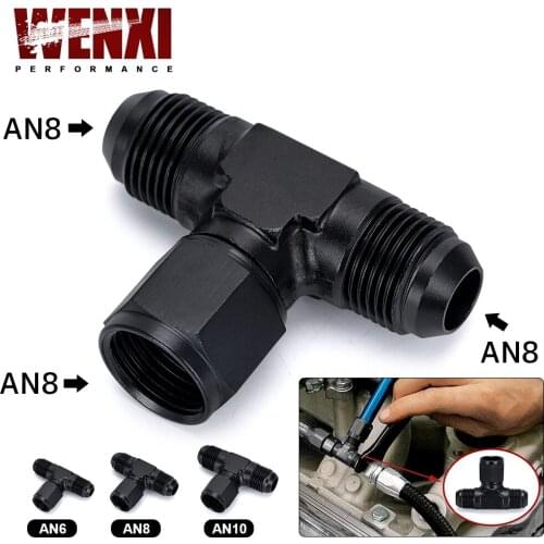 Aluminum Flare Tee Fitting AN6 AN8 AN10 Female To Male Tee On Side Thread Fitting Adapter Black 1 Pack