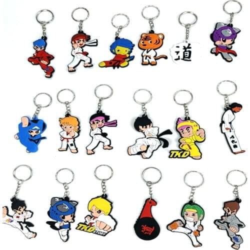 10pieces Keychain Taekwondo Supplies Cartoon Sport Gifts for Birthday Keepsake Pendant Key Button key Ring
