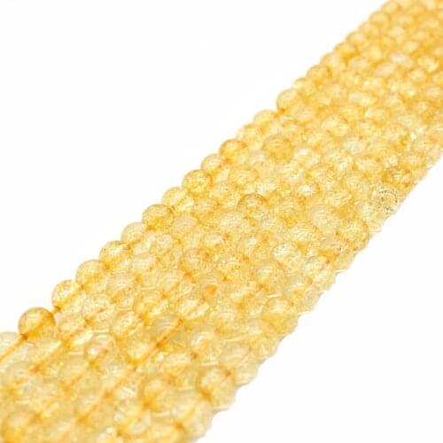 Natural Yellow Popcorn Crystal Stone Beads 8mm Round Loose Spacer Glass Beads Accessories For Jewelry Making DIY Wholesale