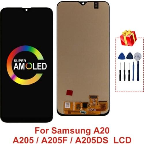 Super AMOLED For Samsung A20 A205 SM-A205F LCD Display Touch Screen Replacement Parts For Samsung Galaxy A20 A205 A205F display