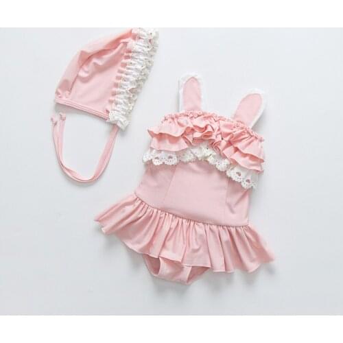 Baby Girl Bathing Suit Two Piece Lace Cute Girls Swimwear Princess Dress Swimming Suit Summer Infant Beach Party Cover Up & Hat