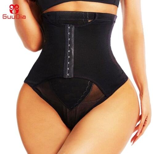 GUUDIA Women Body Shaper Thong Summer Mesh Breathable Shapers Tummy Control Shapewear Panties High Waisted Waist Trainer Slim