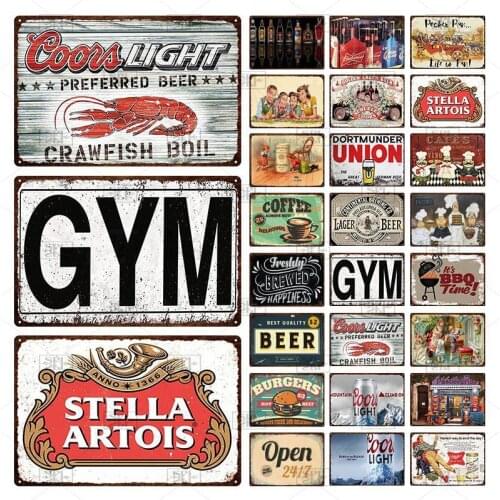 Retro American Bar Beers Metal Tin Sign Ice Drinking Wall Poster Painting Home Pub Cafe Metal Plates Plaques Arts