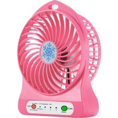 Mini Portable Fan Usb Rechargeable Air Cooler 4-inch 3 Modes Speed LED Lighting Function Desktop Fan Student Fan