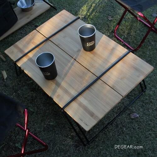 Zq Outdoor Camping Bamboo Wood Table Portable Camping Folding Solid Wood round Picnic Table Storage Rack Storage Rack