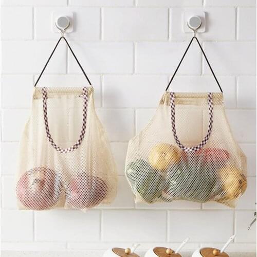 Storage Mesh Bags Portable Hanging Nylon Reusable Net Storage Tote Fruit Vegetable Strong Soft Eco-friendly Large Capacity Bag