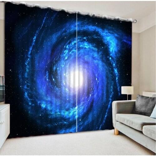 Custom curtains modern curtains for living room Night Sky Milky Way blue room curtains home and decor 3D curtains