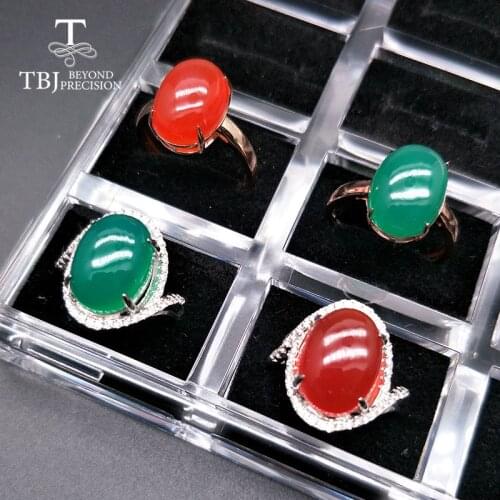 TBJ, women agate chalcedony Ring 925 sterling silver fine jewelry for wife mom birthday anniversary party gift