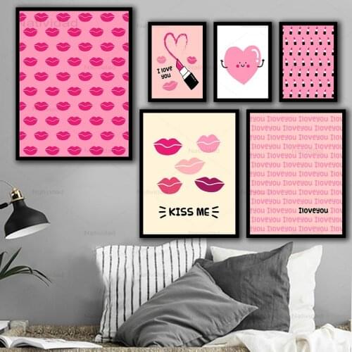 Creative Cartoon Lipsticks Beauty Posters Home Decor Wall Art for Living Room Simple On Canvas Paintings No Frame Pictures