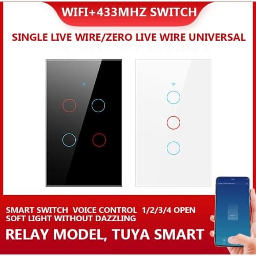 1/2/3/4 Gang TUYA Smart Wall Touch Switch WiFi+433MHZ Home Light Wall Button For Alexa And Google Home Assistant Voice Control