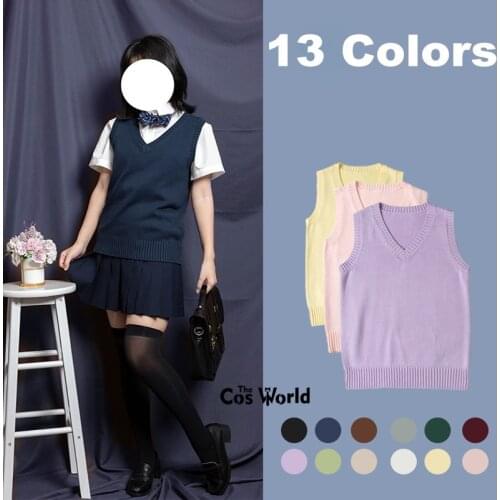 XS-XXL Spring Autumn Mens Womens Solid Color Sleeveless Knit Vests Pullovers V Neck Sweaters Coat For JK School Uniform
