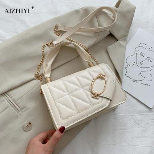 Lattice Pattern Women Shoulder Handbag Crossbody Bags Ladies Fashion Fashion Metal Buckle Chain Shoulder Messenger Bag