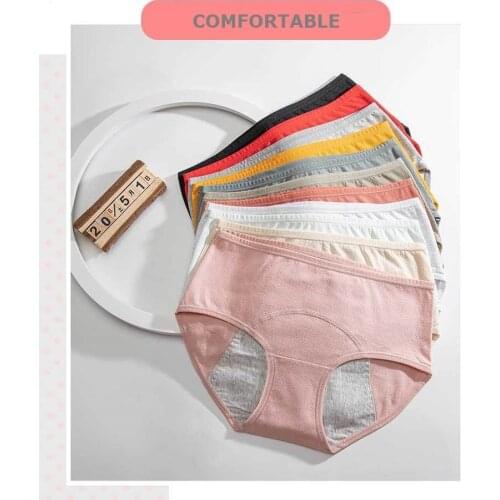Womens Panties For Periods Menstrual Panties Absorbents Mid Waist Large Size Leak Proof Cotton Period Underwear Briefs