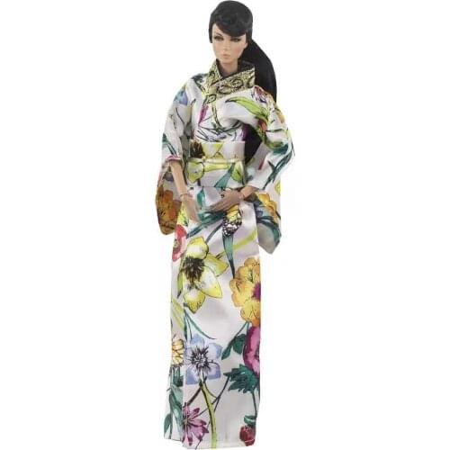 1/6 Cosplay Floral Japanese Robe Princess Clothes For Barbie Dress Traditional Kimono Long Yukata Costume 11.5" Doll Accessories