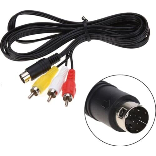 1.8M Retro-bit AV RCA Audio Video Cable For Sega Genesis 2 3 II III Connection Cord 3RCA to 9 pin Nickel Plated Plug Game Cable