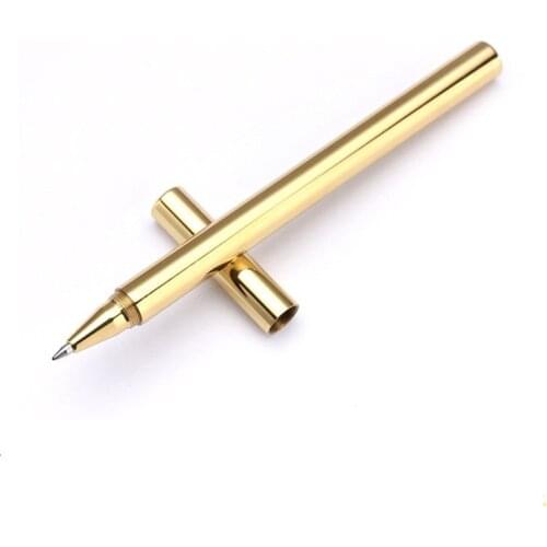 1PC Retro Brass Pen Neutral Aqueous Self Defense Copper Tactical Pen Tool Private Outdoor EDC Pocket Survival Travel Tool Kit