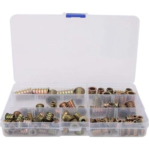 100Pcs Insert Embedment Nuts Assortment Kit Internal Thread Nuts Thread Insert Nuts for Wooden Furniture,Home Decoration