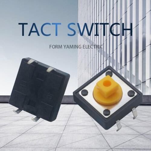 20pcs Yellow Push Button Switch Tact 4 Pins 12*12*7.3mm Square Touch Four Foot Micro Switches
