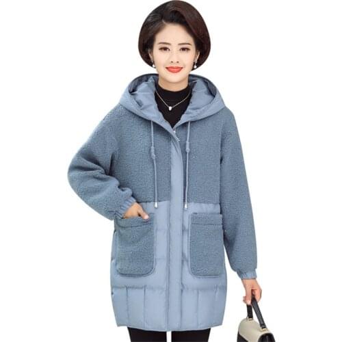 2020 Plus size Winter bubble Parka Middle aged Women Down cotton Coat Flocking Thicken Hooded Jacket Female Warm Coats clothing