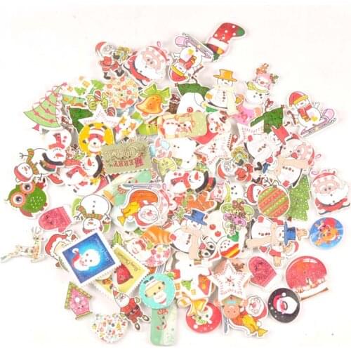 25pcs Mixed Cartoon Christmas pattern 2 Holes Wooden Buttons Sewing Craft Scrapbooking DIY Drop Shipping mt2516