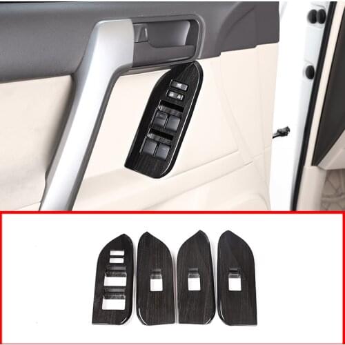 4pcsBlack Wood grain ABS For Toyota Land Cruiser Prado FJ150 150 2014-2018 Car Window Lift Button Frame Trim for Left Hand Drive