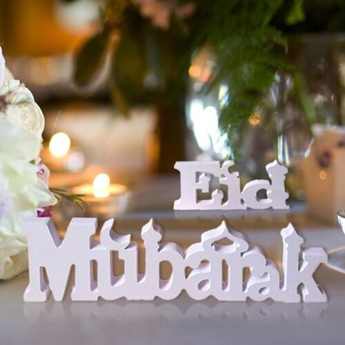 White Acrylic Eid Mubarak Banner with Moon and Star Ramadan Home Mantel Fireplace Decoration