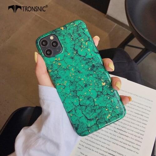 Glitter Glossy Marble Phone Case for iPhone 11 Pro Max X XS MAX XR Soft Green Gold Foil Luxury Case for iPhone 6s 7 8 Plus Cover