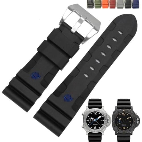 Watch Bracelet For Panerai SUBMERSIBLE PAM 441 111 386 Silicone Pin Buckle Watch Strap Watch Accessories Rubber Watch Band Chain
