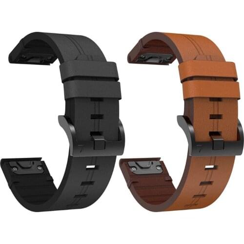 Quick Release Watch Band Durable Genuine Leather Wrist Strap for Garmin Fenix 6/6 Pro/5 Plus/GPS/Glonass Sport Watch