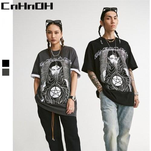CnHnOH New Arrival Teeshirt Homme Instagram Mens T-shirts Oversized Top Look Straight In The Eye Clothing Tee Shirt B009