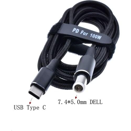 100W Laptop Power Supply Adapter Charing Cable USB Type C to DC7.4*5.0mm Plug Converter for Dell N4010 N4030 N4050 1400 D610