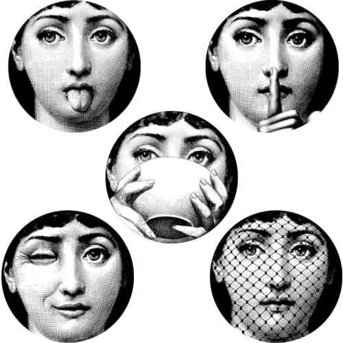 5 pieces Transparent Variety Lady Face Decorative Wall Sticker European Style Living Room Decoration Bathroom Decor Wallpaper