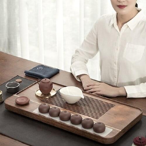 Water Storage Wooden Tray Serving Drainage Handmade Bamboo Japanese Dry Bubble Tea Tray Tea Ceremony Bandeja Madera Teaware 50