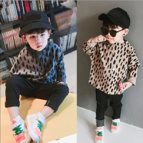 Boy Tshirts Kids Spring Autumn Clothes Tops children t shirts for baby boys long sleeve T-shirts panther leopard Print Girls